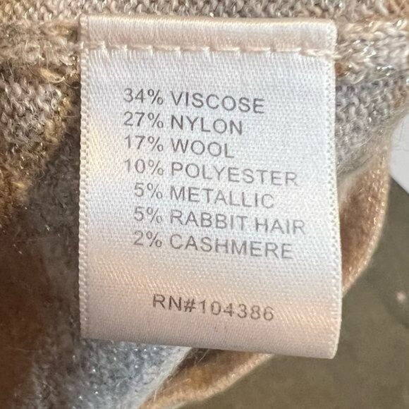 Garnet Hill Womens Sweater Size Small Gold Silver Metallic Stripe Cashmere Blend - Picture 7 of 7
